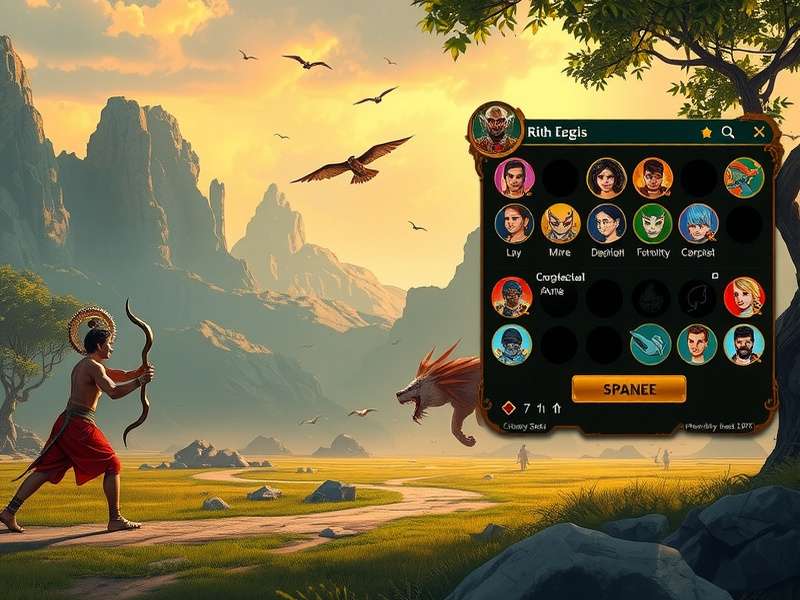 Character selection screen in Ethereal Path Explorer featuring diverse mythological heroes