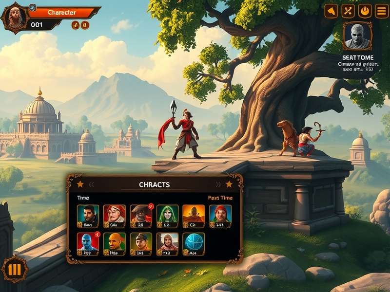 Anise Legend Quest character selection screen showing diverse Indian mythological heroes