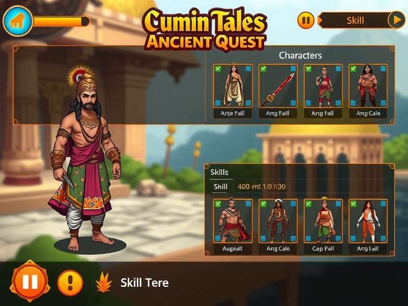 Cumin Tales Ancient Quest character roster showing diverse Indian-inspired designs