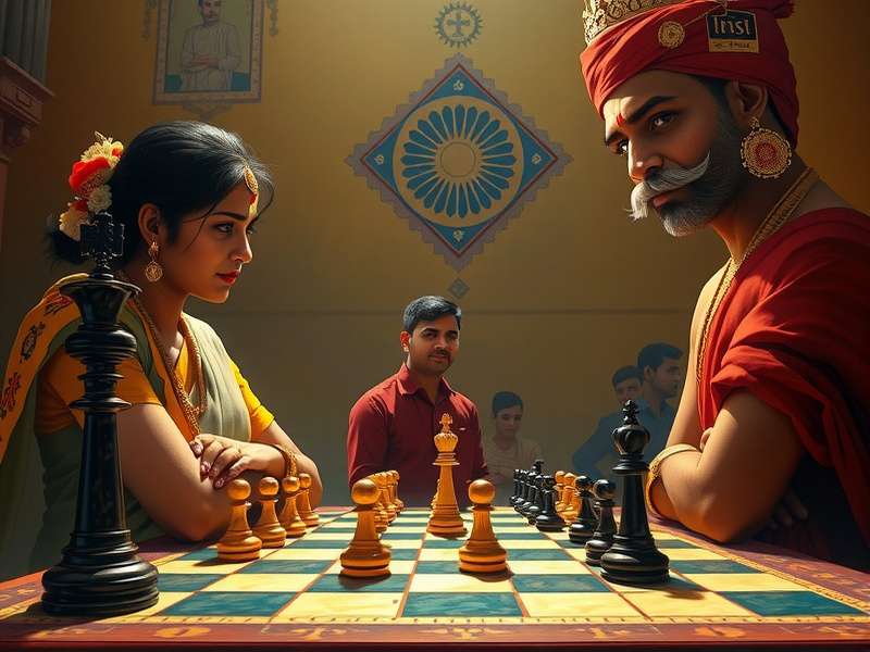 Historical depiction of ancient Indian chess