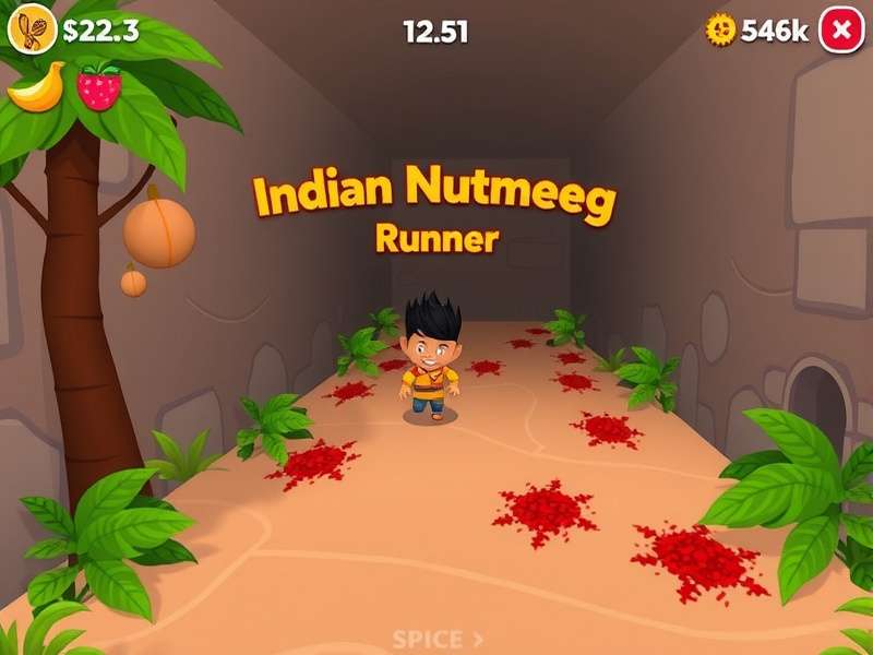 Indian Nutmeg Runner gameplay screenshot showing character collecting spices