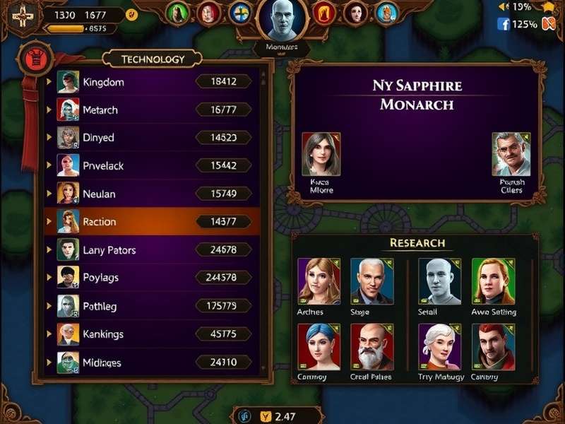 Anise Sapphire Monarch gameplay screenshot showing kingdom management interface