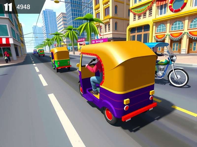 Rickshaw customization options in Rickshaw Blitz King showing various paint jobs and accessories