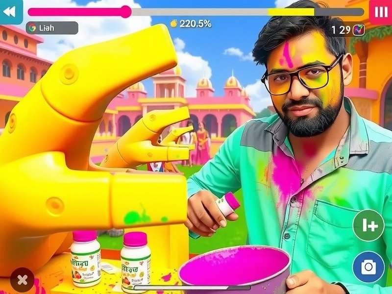 Holi Glee Getaway visual effects and colorful graphics