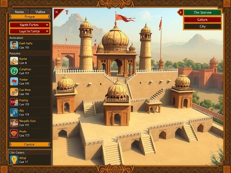 Rajput Glory cultural development screen showing temple construction and artistic patronage