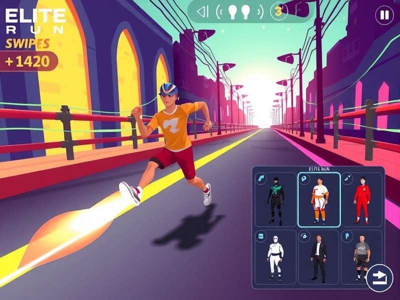 Elite Run control scheme illustration showing swipe gestures
