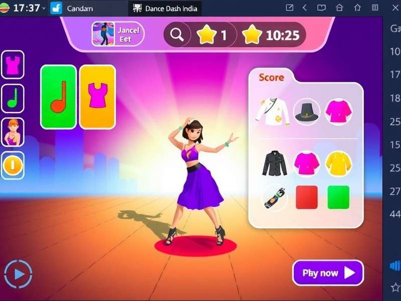 Dance Dash India gameplay screenshot showing colorful interface and dance moves
