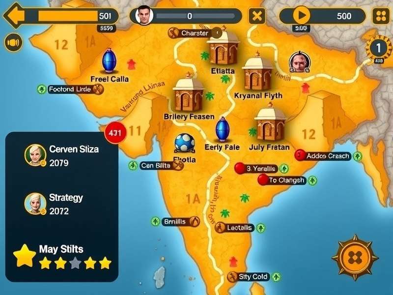Desi Battle Stars strategy map showing key locations