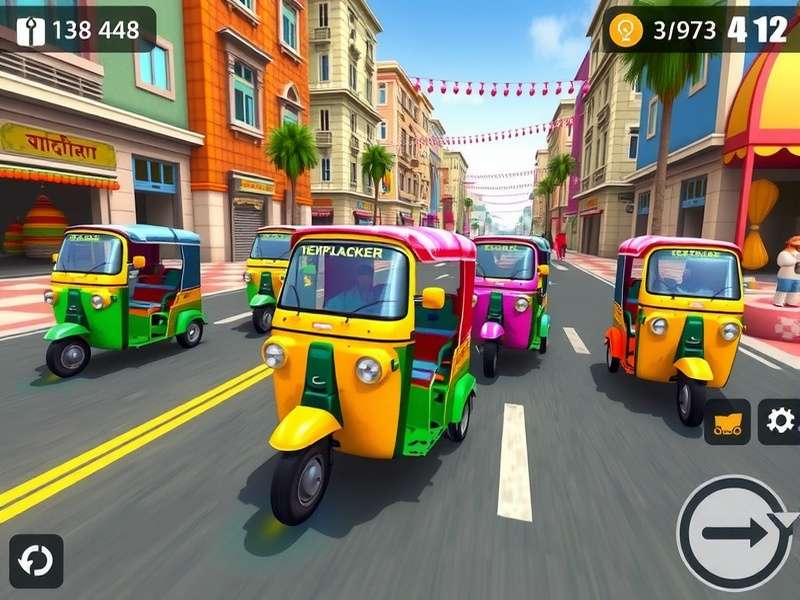 Cultural elements in Rickshaw Blitz King showing Indian festivals and decorations