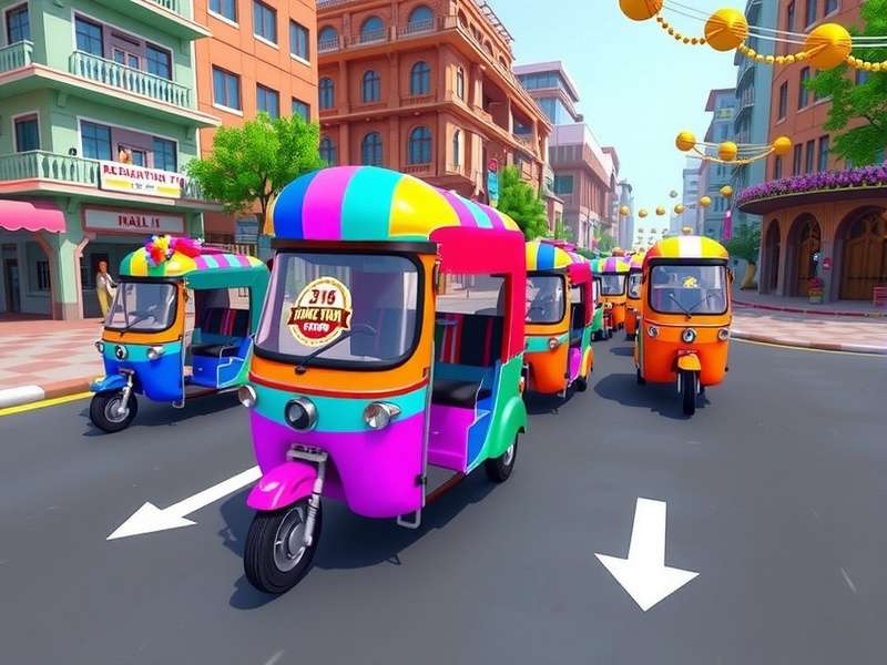 Different Indian city environments in Rickshaw Blitz King game