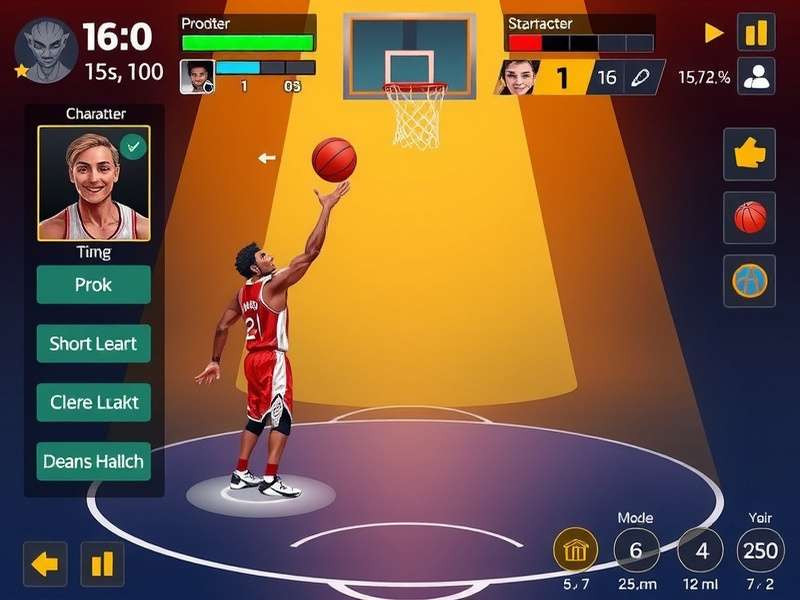 Elite Tiger Basket Hero gameplay screenshot showing character shooting basketball