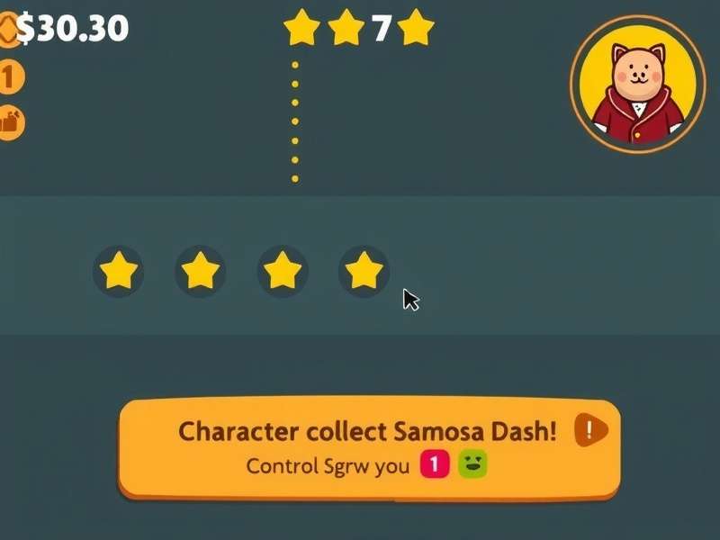 Samosas Super Dash gameplay screenshot showing character collecting samosas