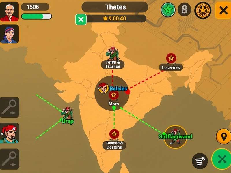 Desi Battle Stars gameplay screenshot showing Indian-themed map