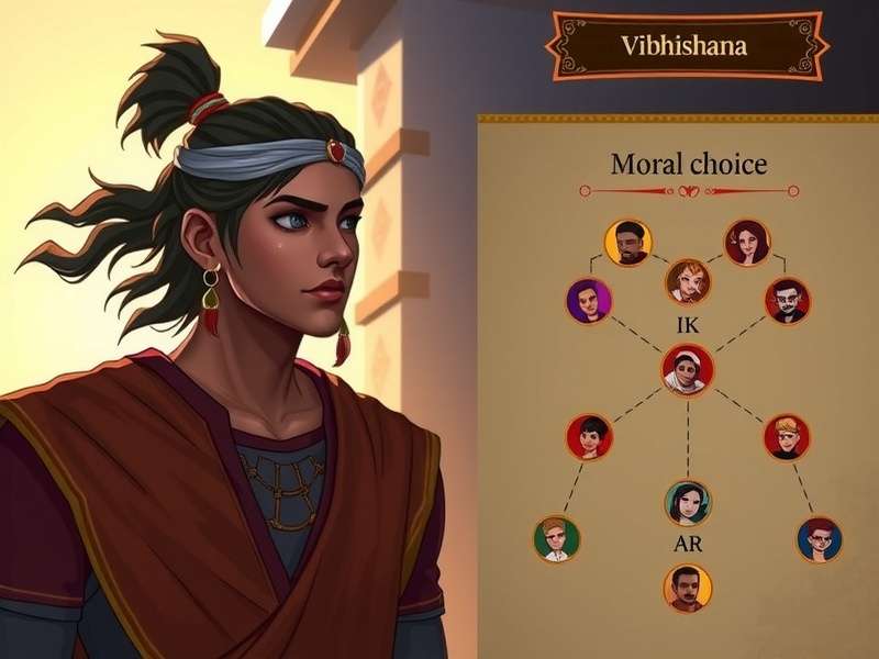 Gameplay screenshot showing the moral choice interface in Vibhishana S Righteous Choice