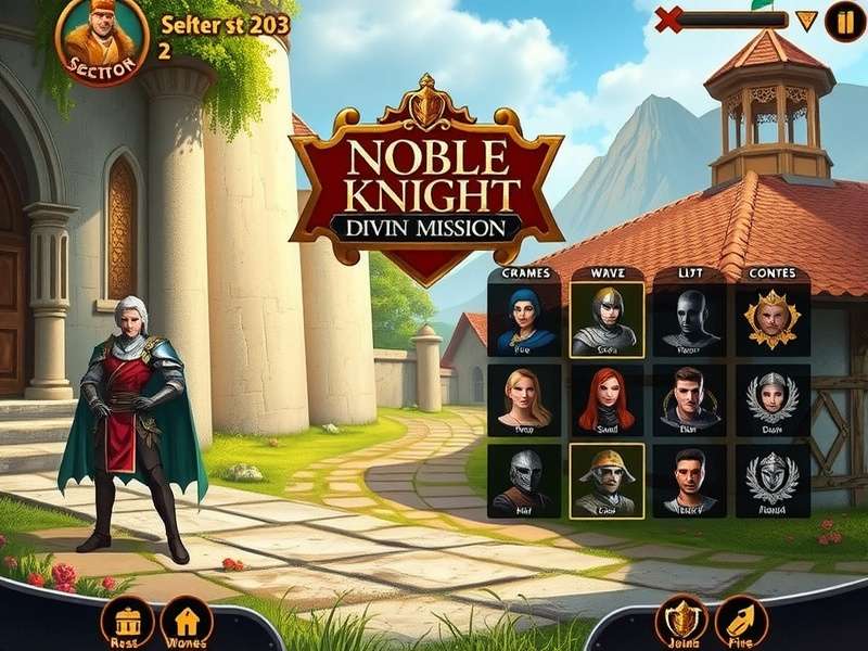 Noble Knight Divine Mission gameplay screenshot showing combat interface