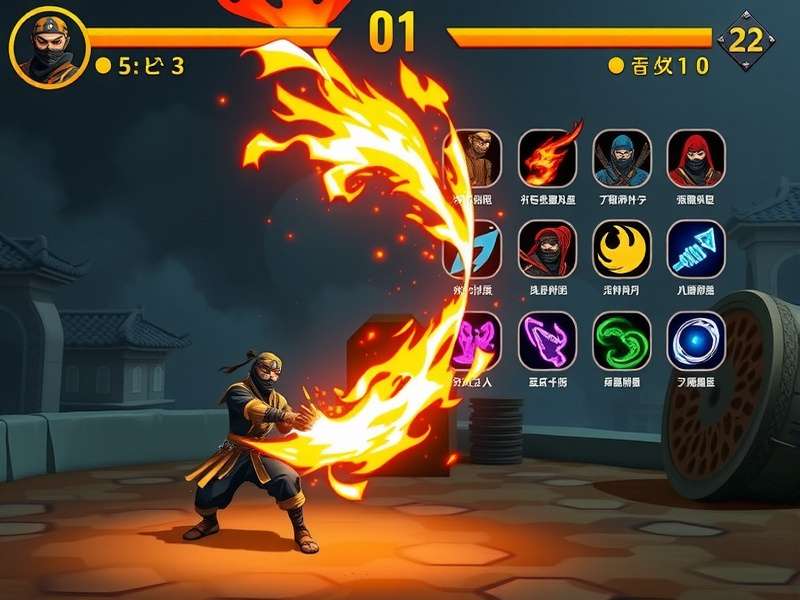 Ninja Fire Blast character abilities showcase with special effects