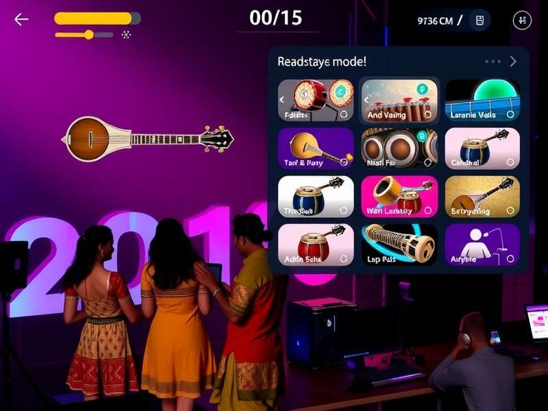 Radha Rani Rhythms feature showcase with multiple gameplay modes