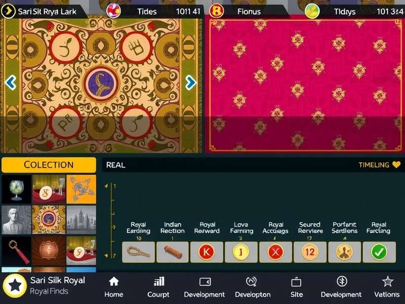Collection interface in Sari Silk Royal Finds showing various Indian artifacts