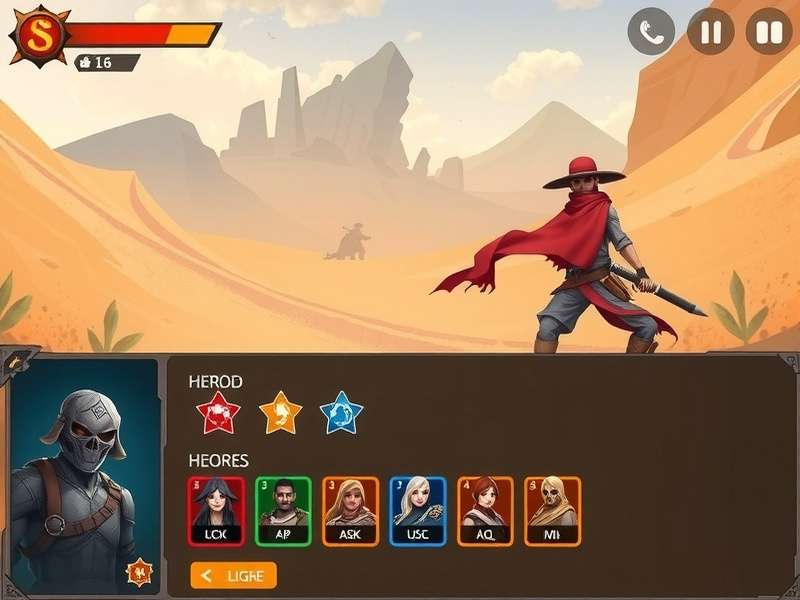 Sandy Surge Hero gameplay screenshot showing desert environment