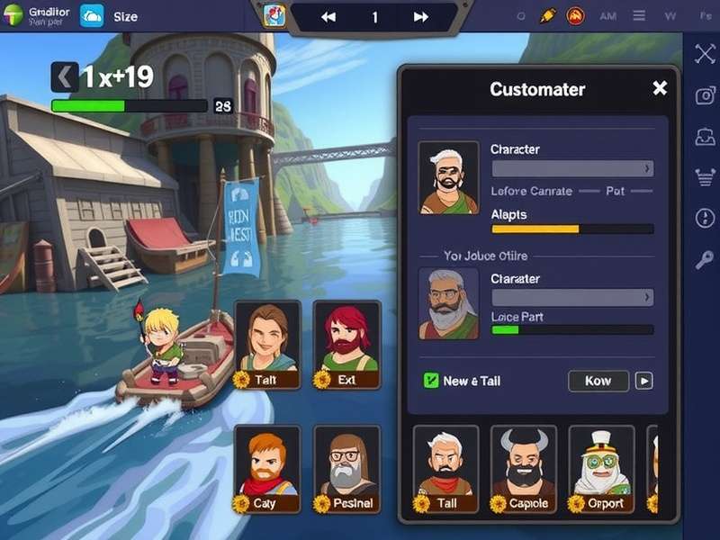 River Adventure Gladiator character customization screen