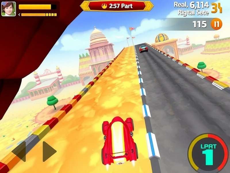 Cinnamon Speed Quest gameplay screenshot showing vibrant racing environment