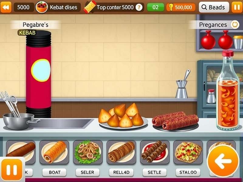 Kebab Kraziness gameplay screenshot showing various kebab dishes