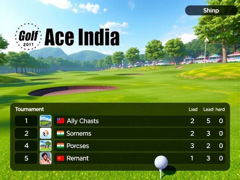 Golf Ace India tournament interface showing competitive leaderboard