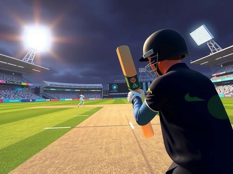 VR Cricket Knights gameplay showing batsman perspective