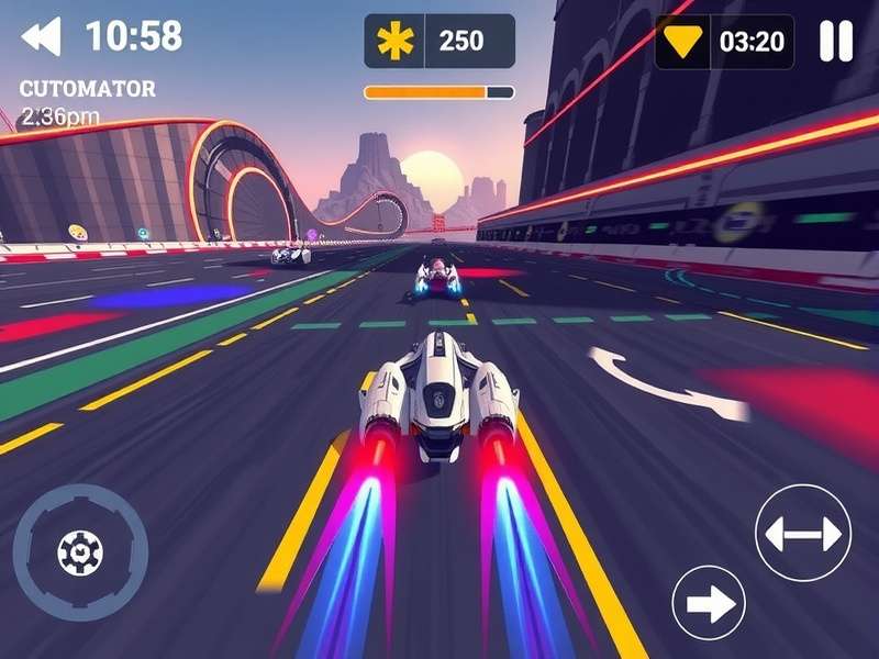 Fast Forward Flyer gameplay screenshot showing vibrant racing environment