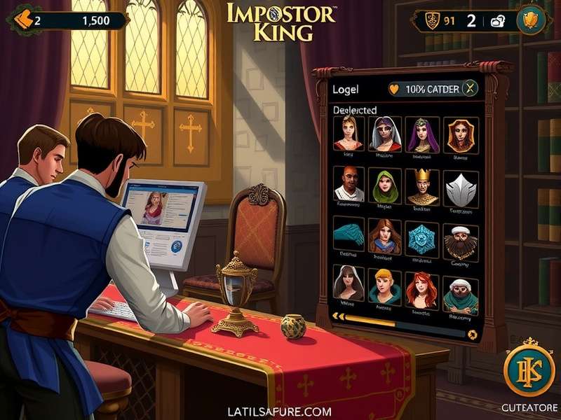 Impostor King gameplay screenshot showing royal court intrigue