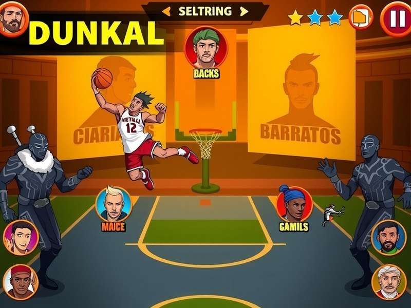 Dunkin Gladiator character selection screen showing diverse warriors