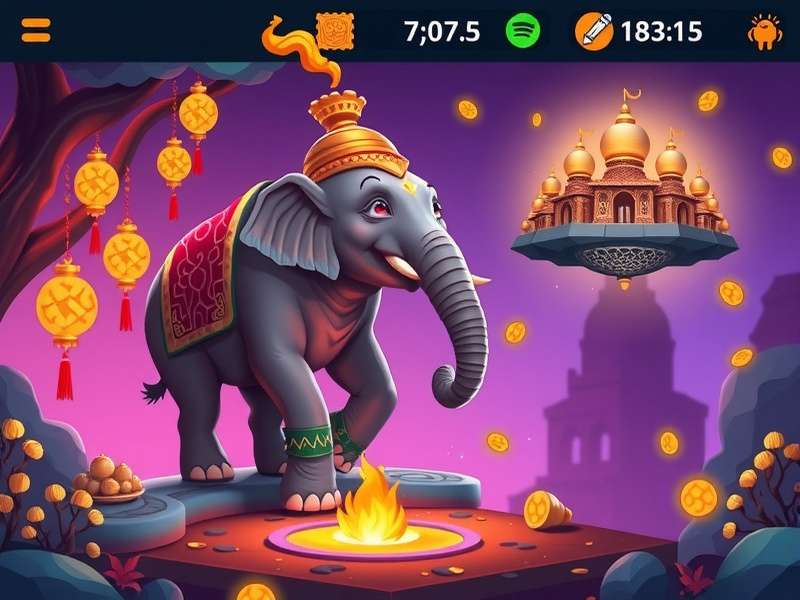 Luminous Elephant Chase gameplay screenshot showing elephant character