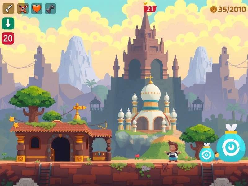 Crafty Pixel Odyssey gameplay screenshot showing character and environment