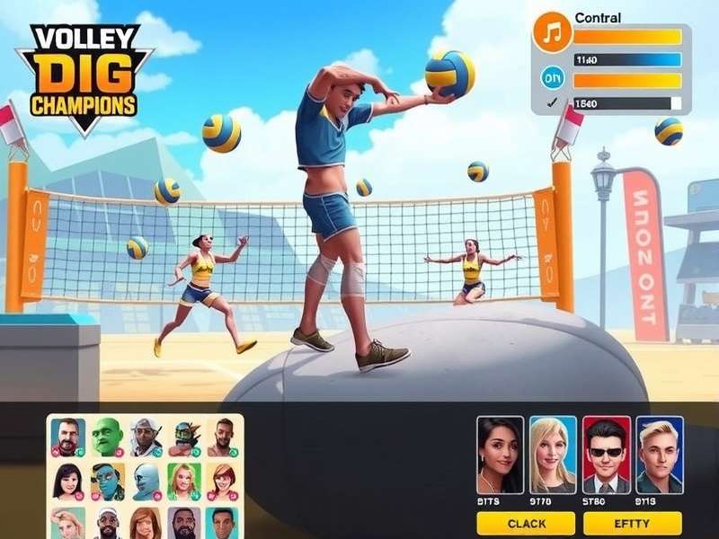 Volley Dig Champions gameplay screenshot showing intense volleyball action
