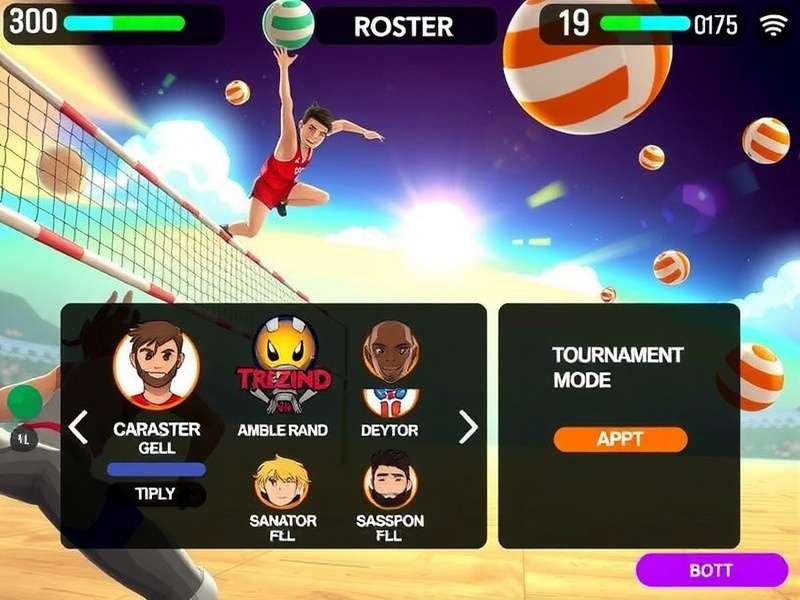 Vibrant Volley Beast character selection screen showing diverse roster