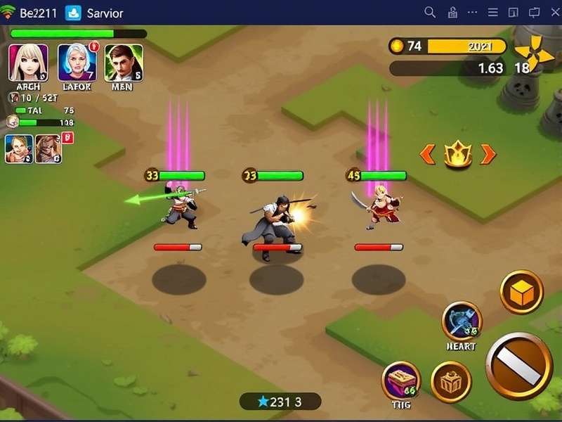 Raj Rush Savior gameplay screenshot showing character battles