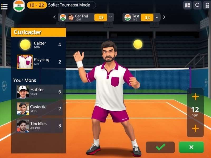 Indian Tennis Wizard character customization screen