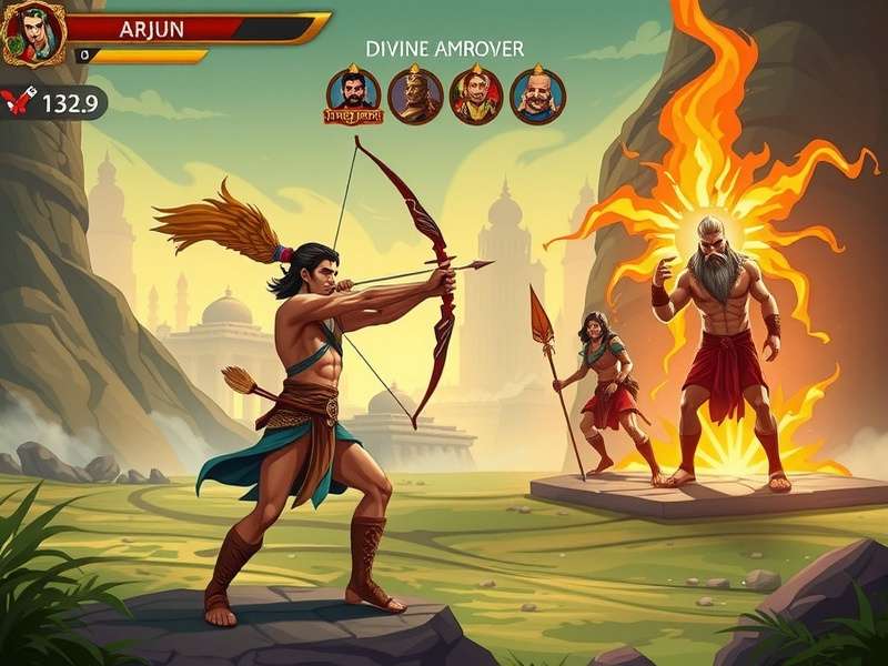 Divine Arrow Quest story scene showing dramatic mythological moment