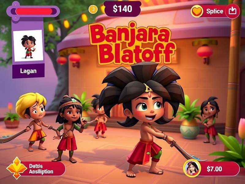 Banjara Blastoff gameplay screenshot showing vibrant Indian art style