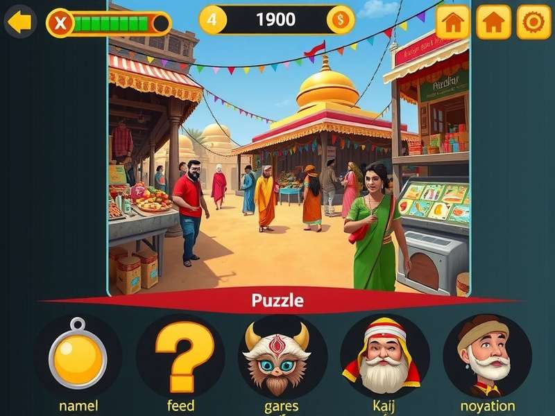Mystic Kulfi Expedition gameplay screenshot showing colorful Indian marketplace