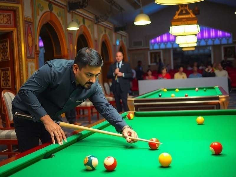 Historical billiards setup in traditional Indian setting