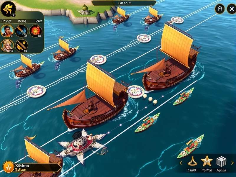 Krishna Sea Sovereign gameplay screenshot showing naval battle