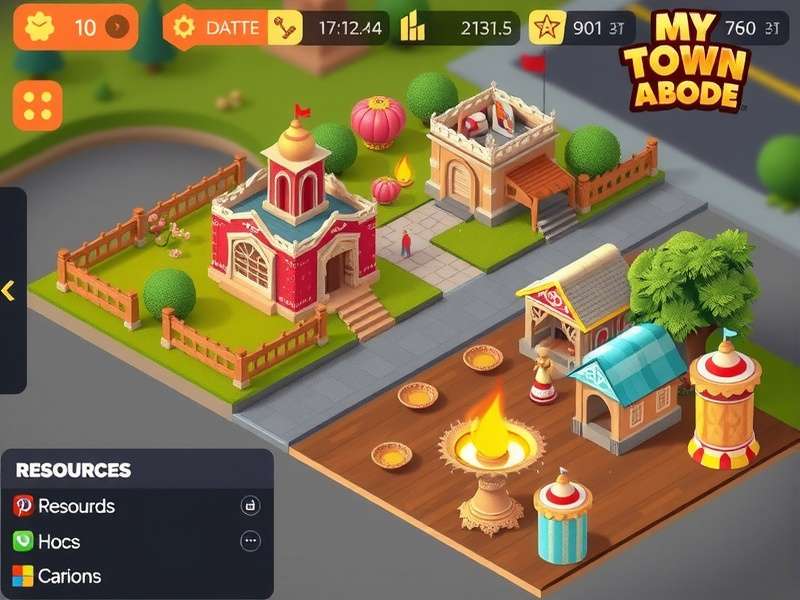 My Town Peaceful Abode gameplay screenshot showing town customization