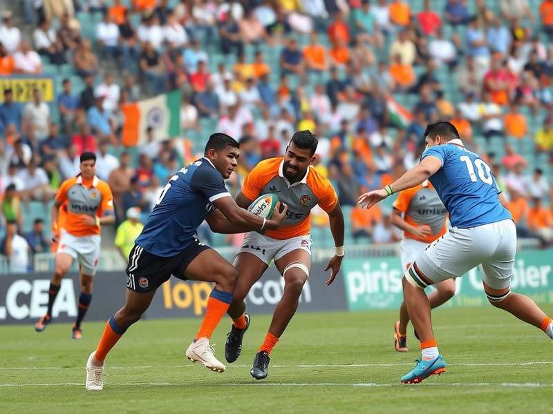 Indian national rugby team in action