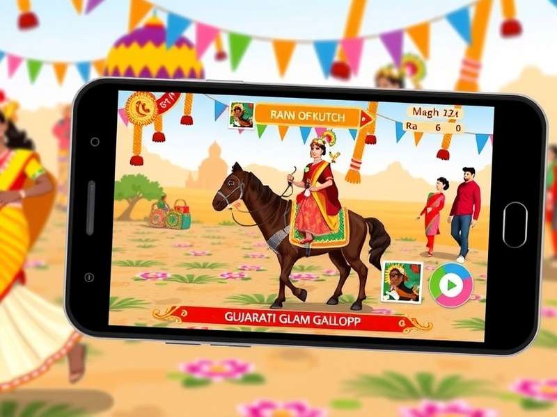 Character design showcasing traditional Gujarati attire and accessories