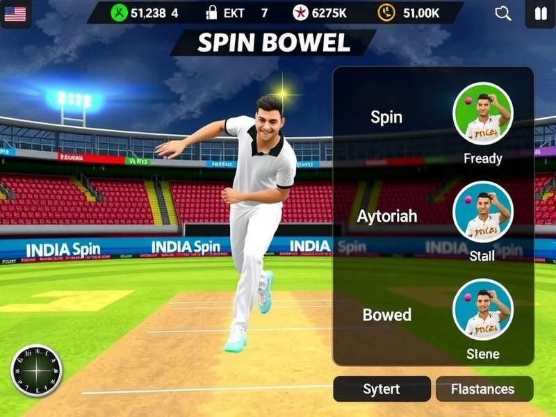 India Spin Legend control interface demonstrating different bowling techniques