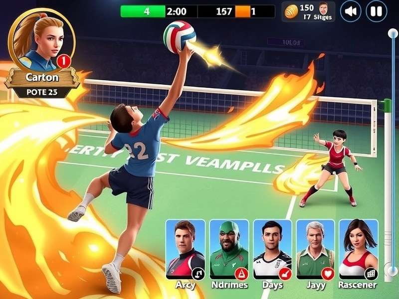 Volley Dig Champions control interface and gameplay modes