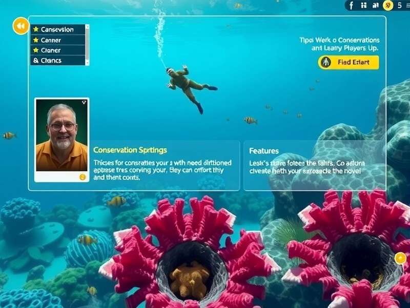 Coral Crusaders mission interface showing conservation tasks