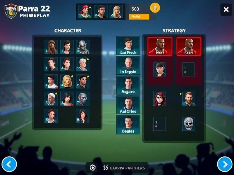 Parra Panthers Power gameplay screenshot showing character selection