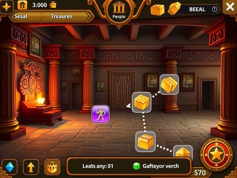 Temple Fortune Finder strategy map showing treasure locations